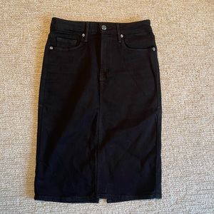 Good American Long Denim Black Skirt